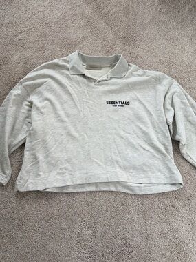 Essentials Light Gray Polo Sweatshirt with Chest Logo